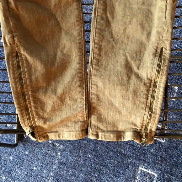 Paige stretch skinny jeans in khaki w/zipper ankle - Picture 3 of 8